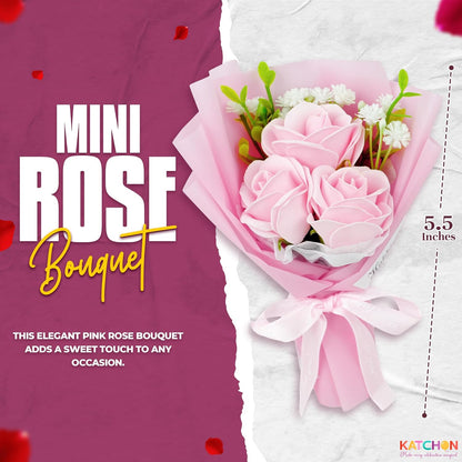 Artificial Pink Rose Bouquet Gift Box Silk Dried