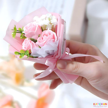 Artificial Pink Rose Bouquet Gift Box Silk Dried