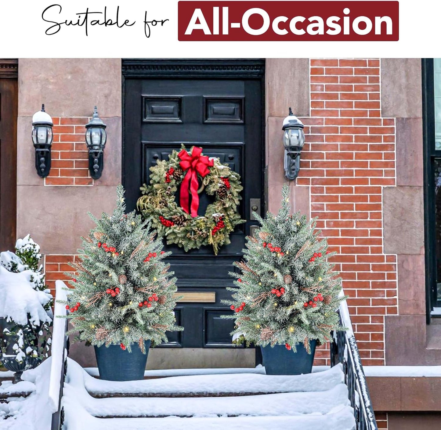 2 pack 30 inch Prelit Flocked Christmas Trees