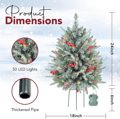 2 pack 30 inch Prelit Flocked Christmas Trees