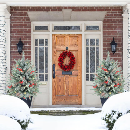 2 pack 30 inch Prelit Flocked Christmas Trees