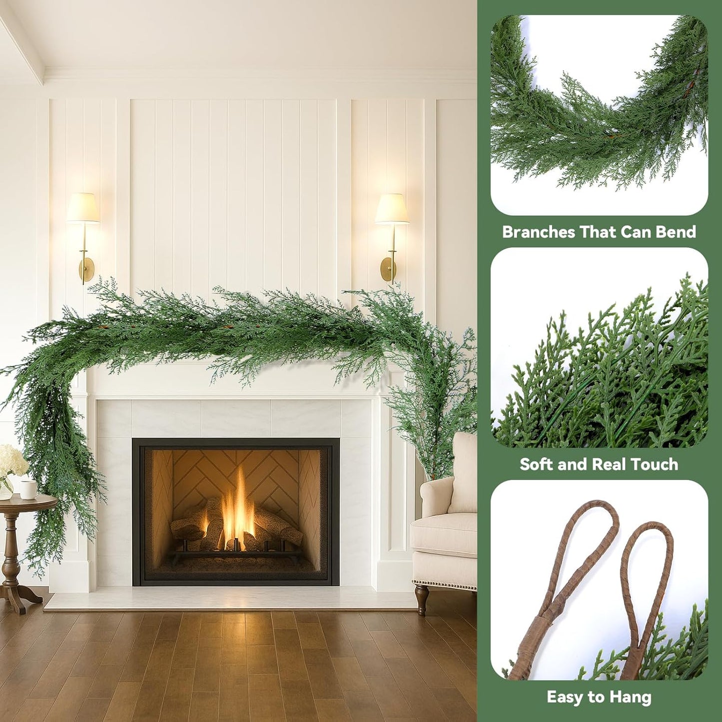 6 ft Artificial Cedar Christmas Garland Real Touch