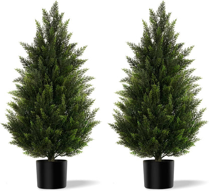 2 pack 3 ft Artificial Cedar Topiary Trees