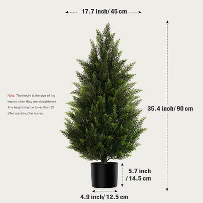 2 pack 3 ft Artificial Cedar Topiary Trees