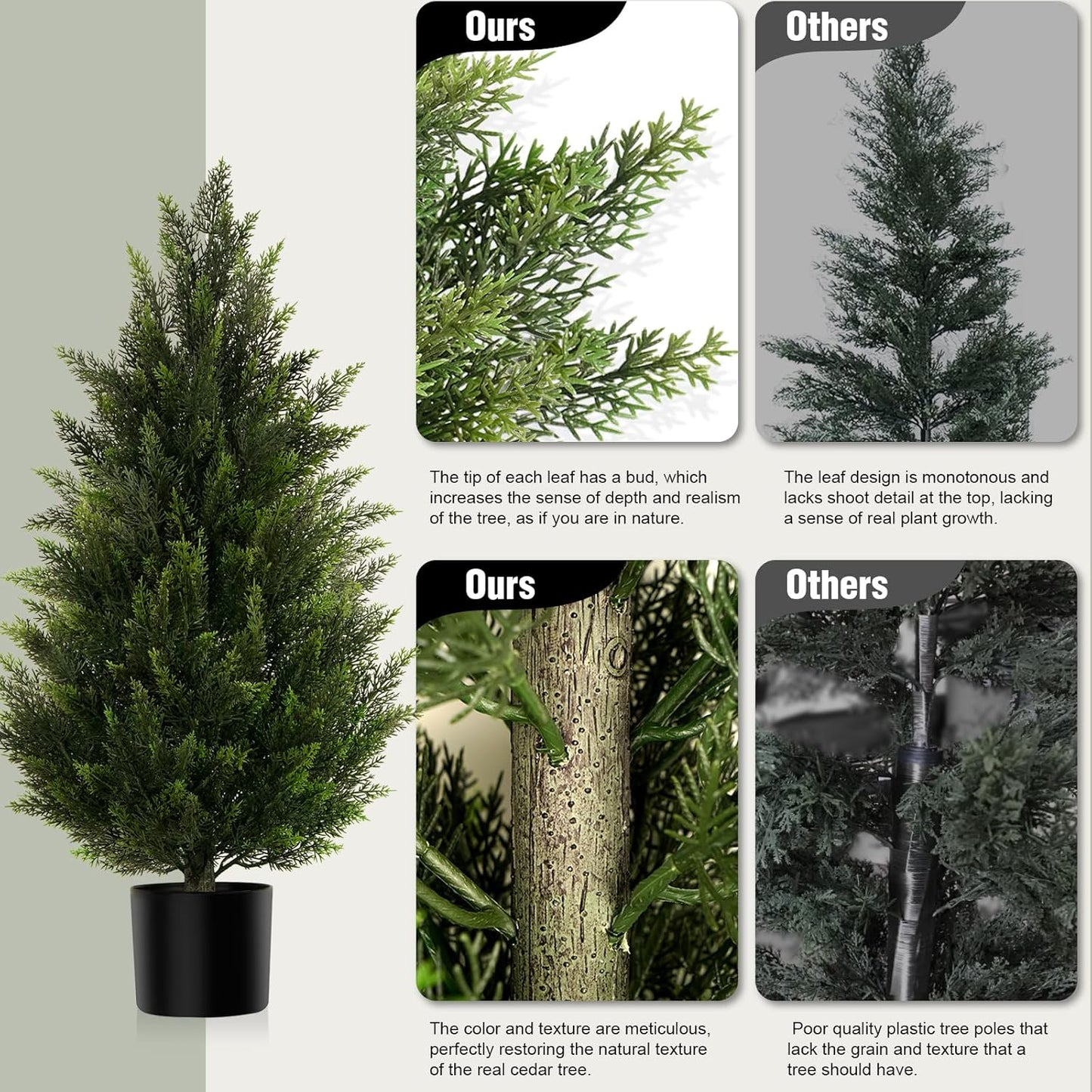 2 pack 3 ft Artificial Cedar Topiary Trees