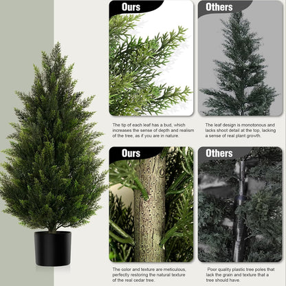 2 pack 3 ft Artificial Cedar Topiary Trees