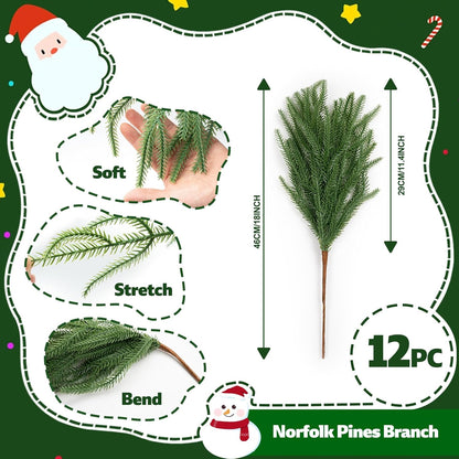 12 pcs 18 inch Real Touch Norfolk Pine