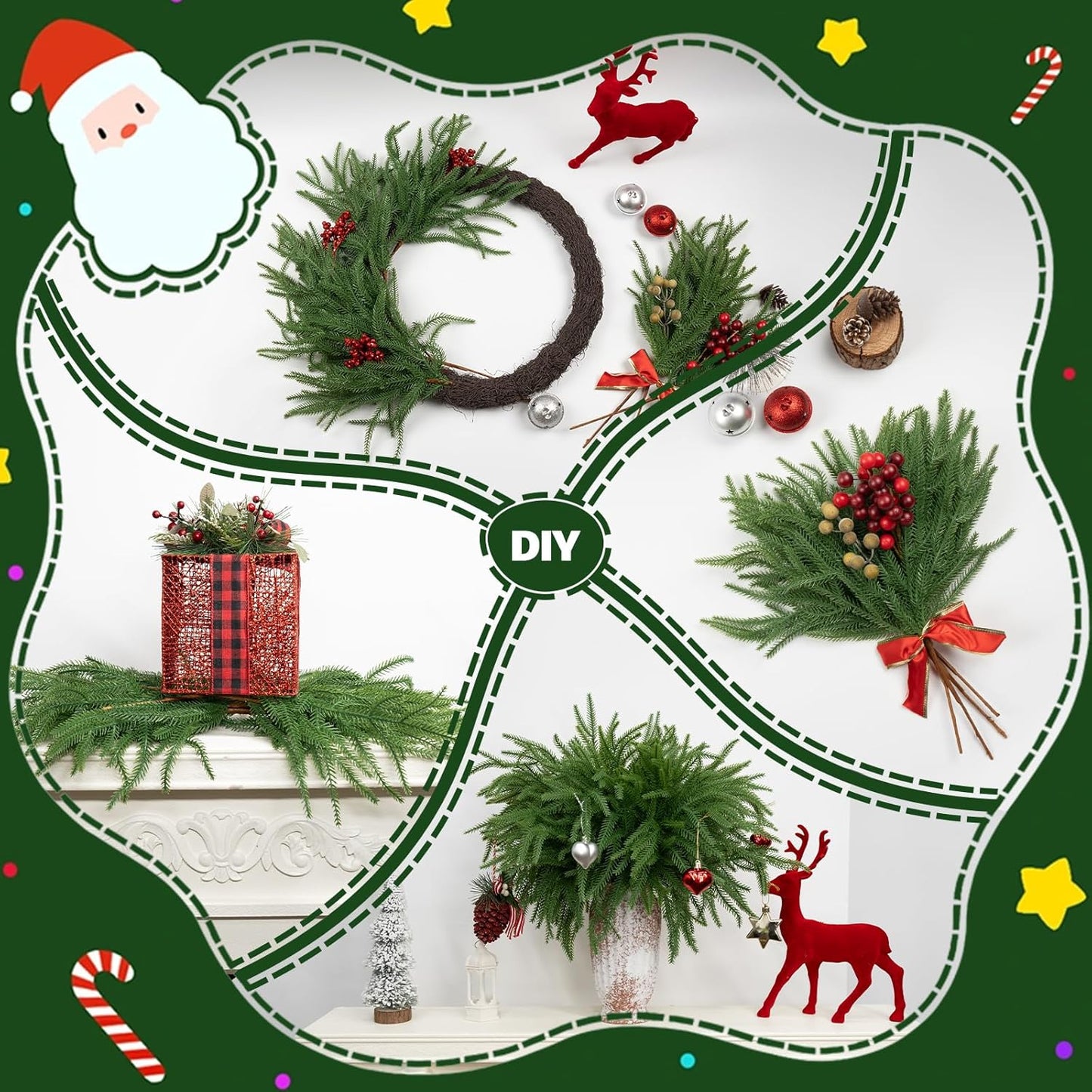 12 pcs 18 inch Real Touch Norfolk Pine