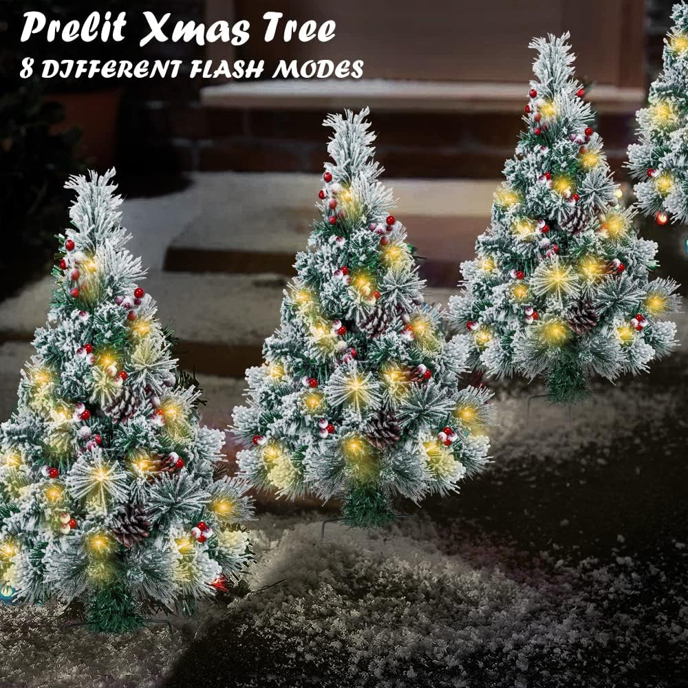 2 pack 2.5 ft Prelit Flocked Christmas Trees