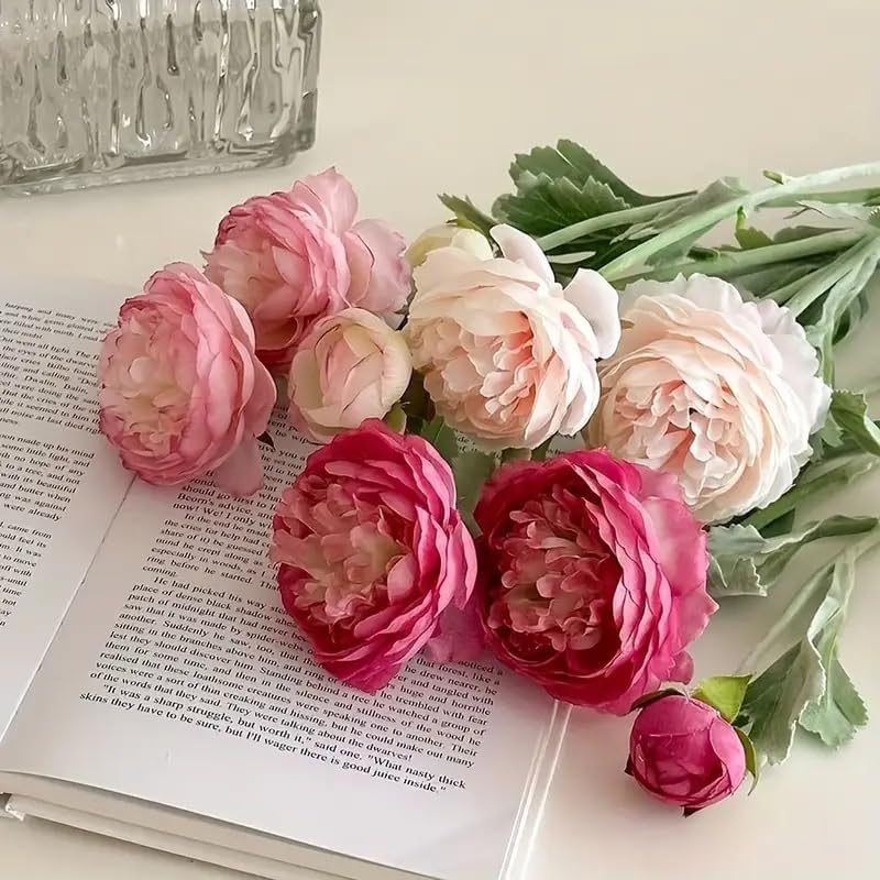 4 pcs Artificial Austin Rose Bouquet Set Dried