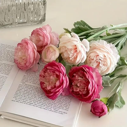 4 pcs Artificial Austin Rose Bouquet Set Dried