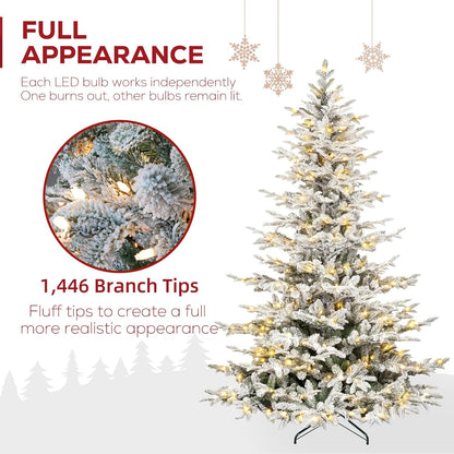 7.5 ft Prelit Flocked Christmas Tree Warm Trees