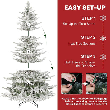 7.5 ft Prelit Flocked Christmas Tree Warm Trees