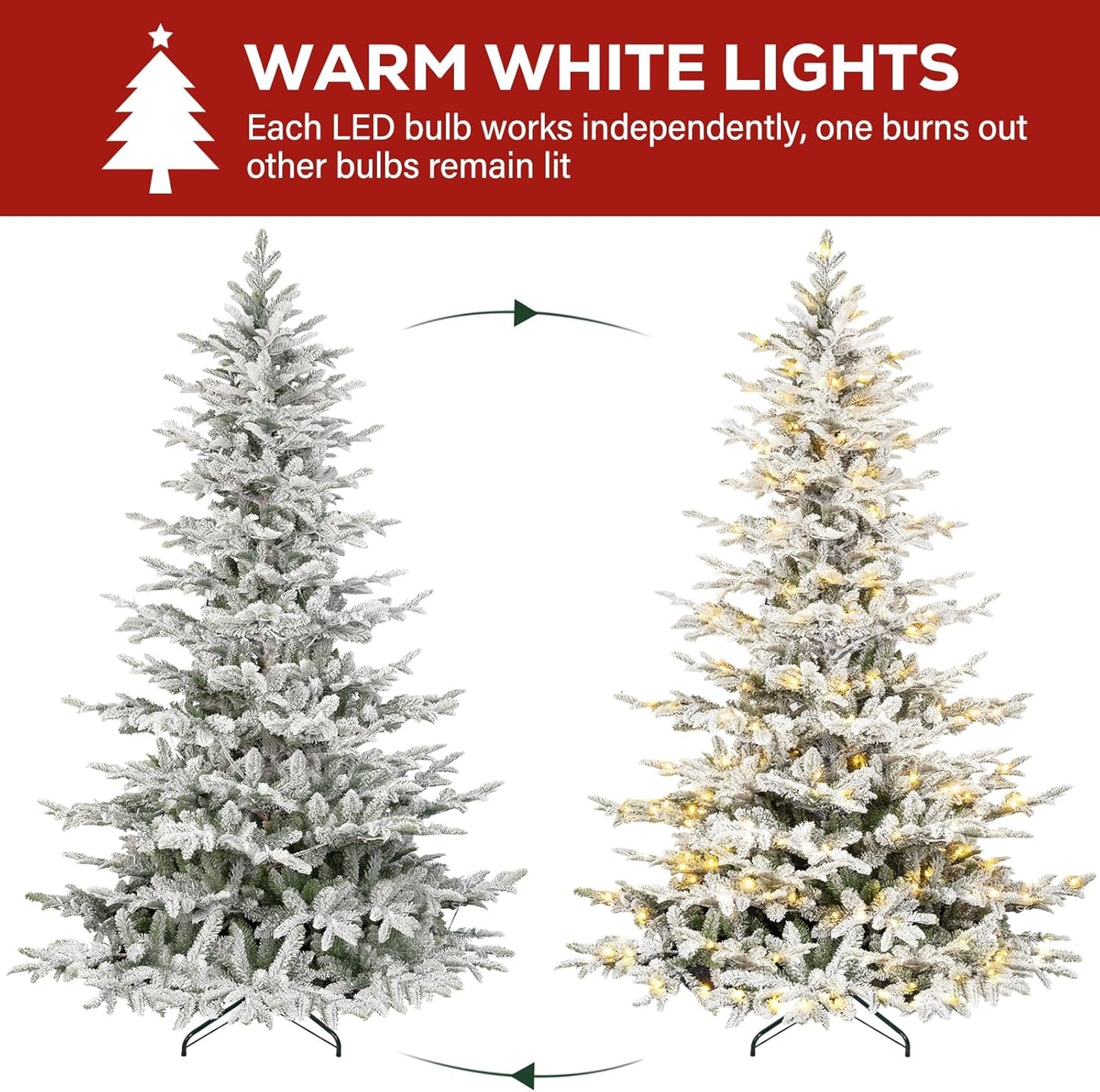 7.5 ft Prelit Flocked Christmas Tree Warm Trees