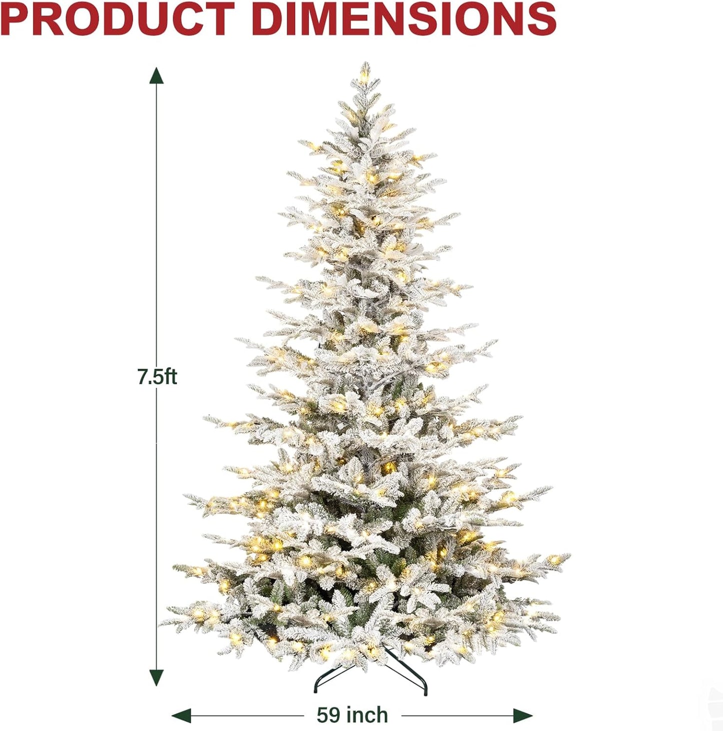 7.5 ft Prelit Flocked Christmas Tree Warm Trees