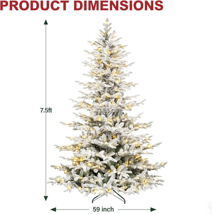 7.5 ft Prelit Flocked Christmas Tree Warm Trees