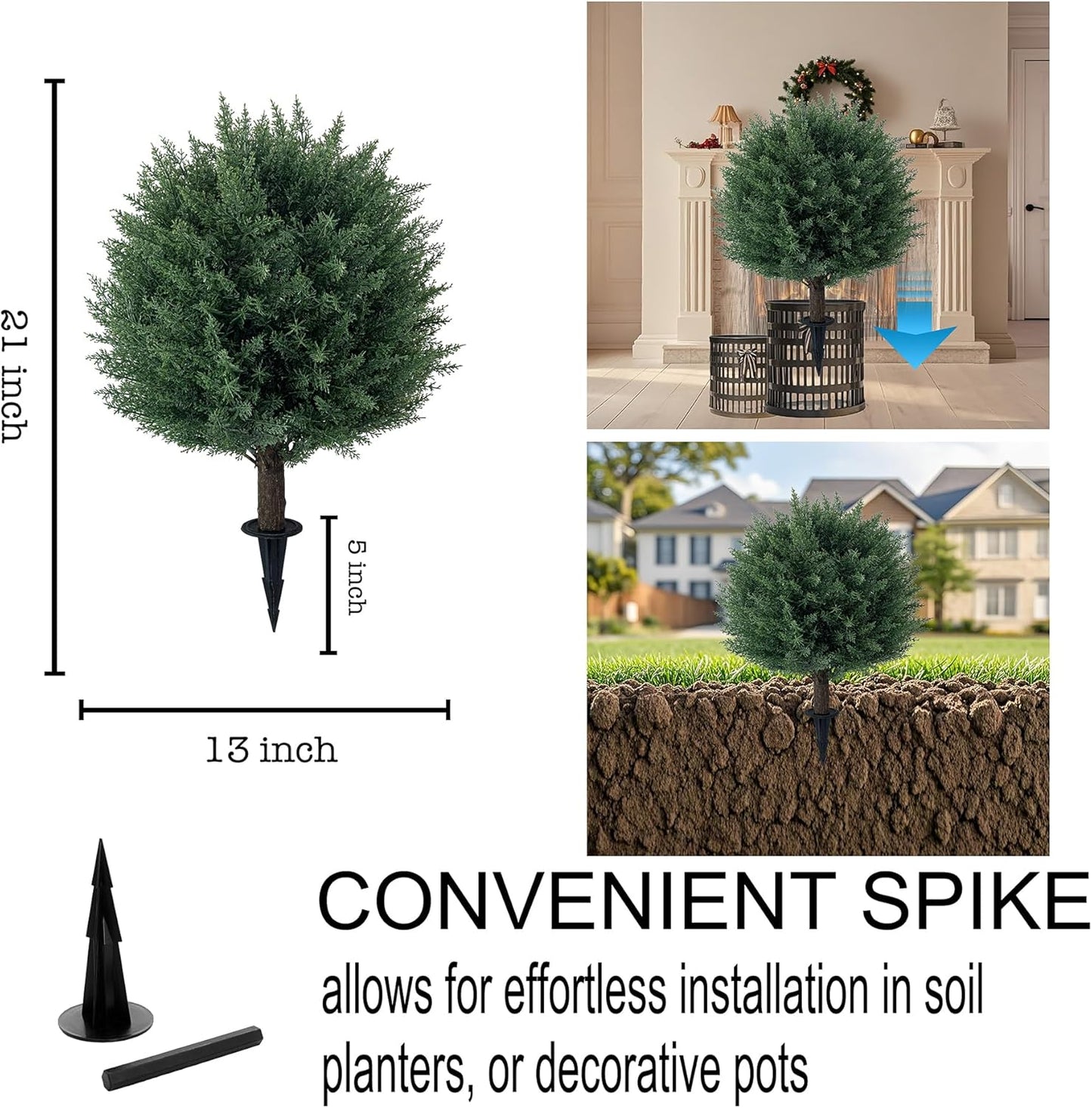 2 pack 21 inch Artificial Cedar Topiary Ball
