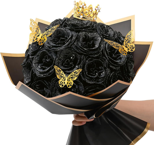 24 Pcs DIY Glitter Roses Bouquet Valentine Gift