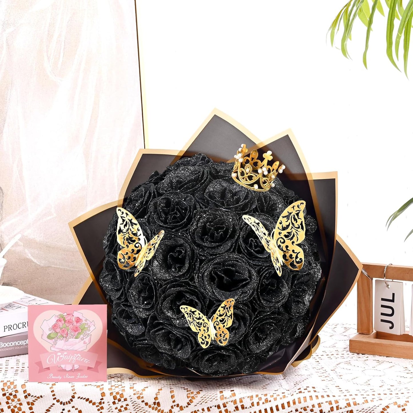 24 Pcs DIY Glitter Roses Bouquet Valentine Gift
