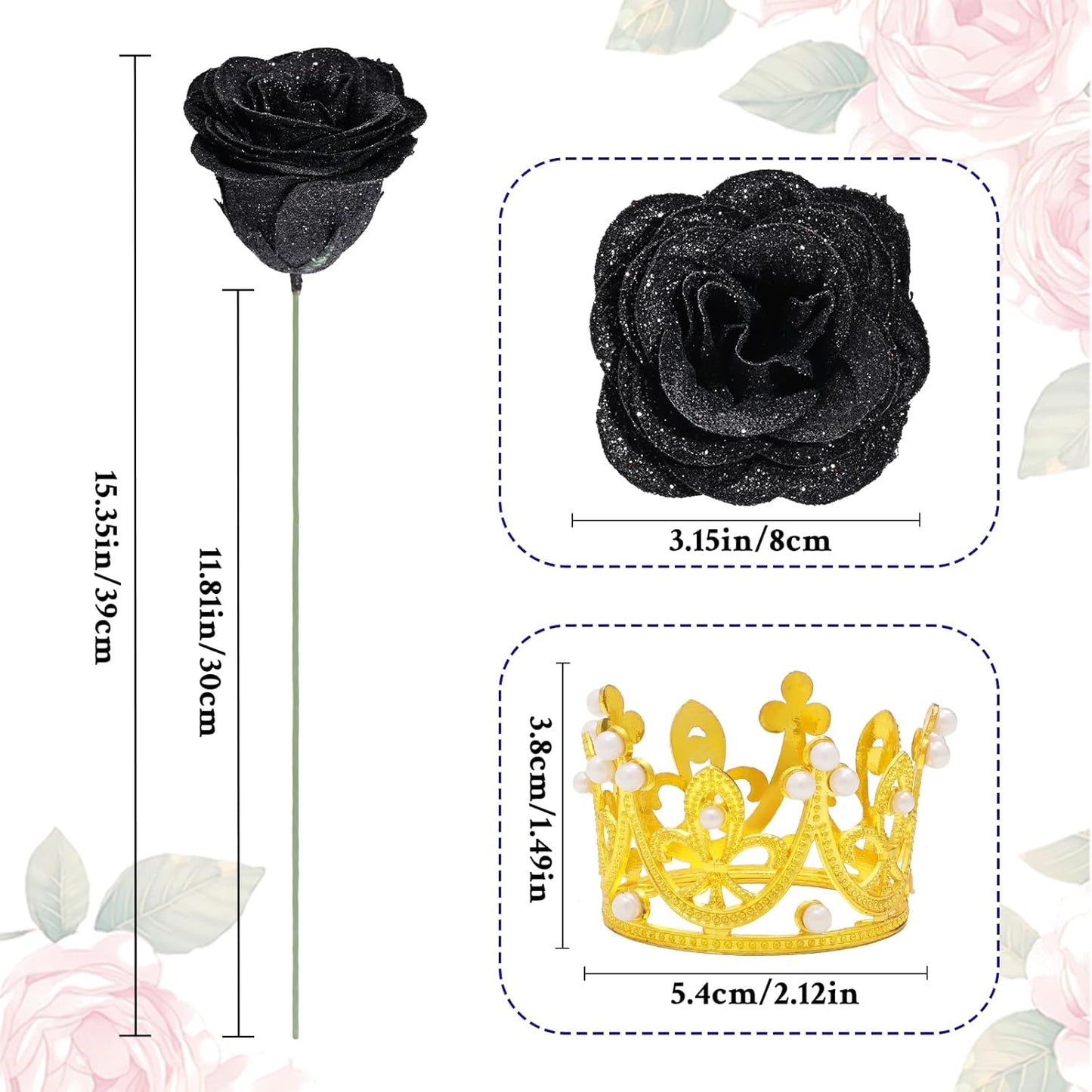 24 Pcs DIY Glitter Roses Bouquet Valentine Gift