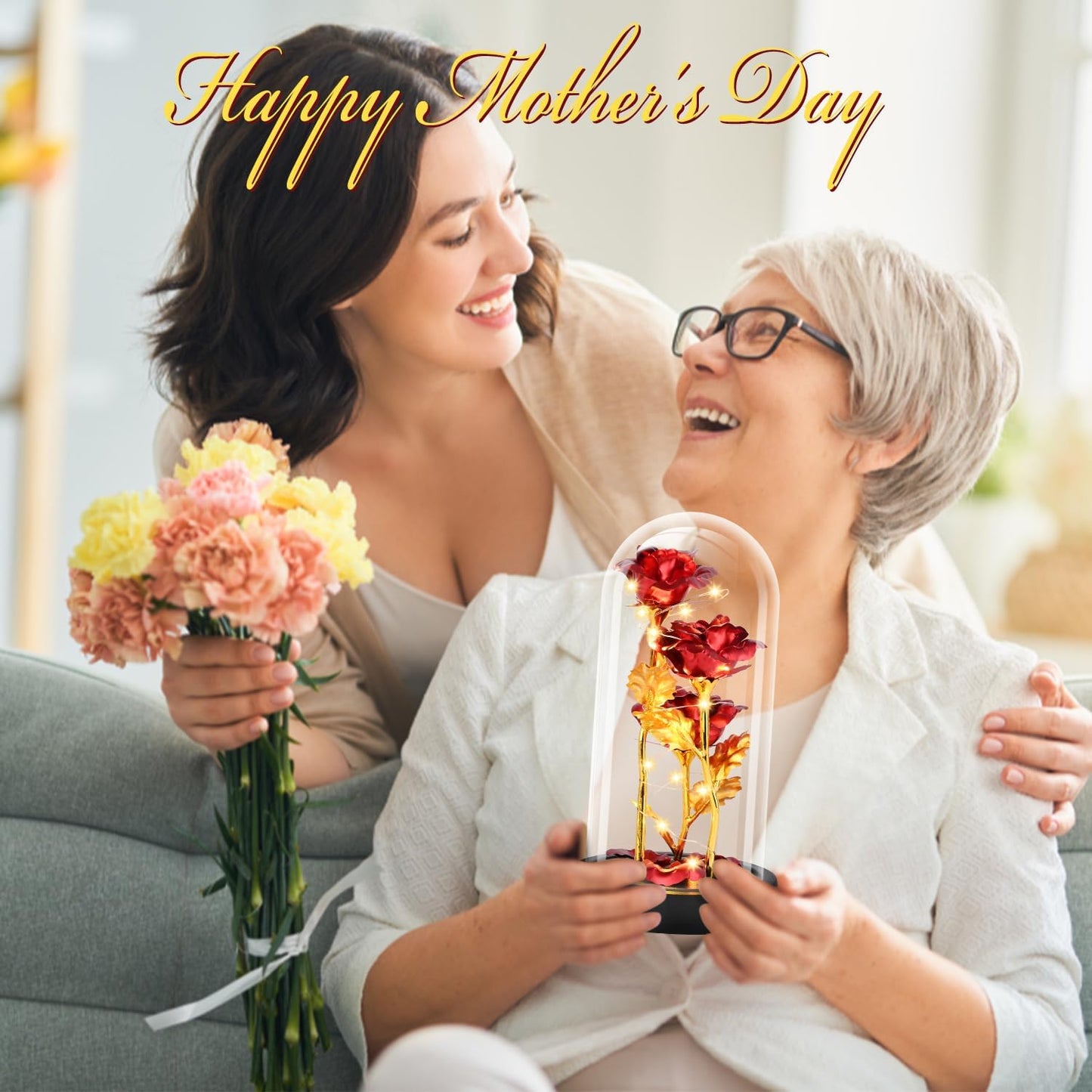 Light Eternal Rose Glass Dome Led Illuminated Collection