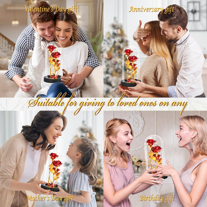 Light Eternal Rose Glass Dome Led Illuminated Collection