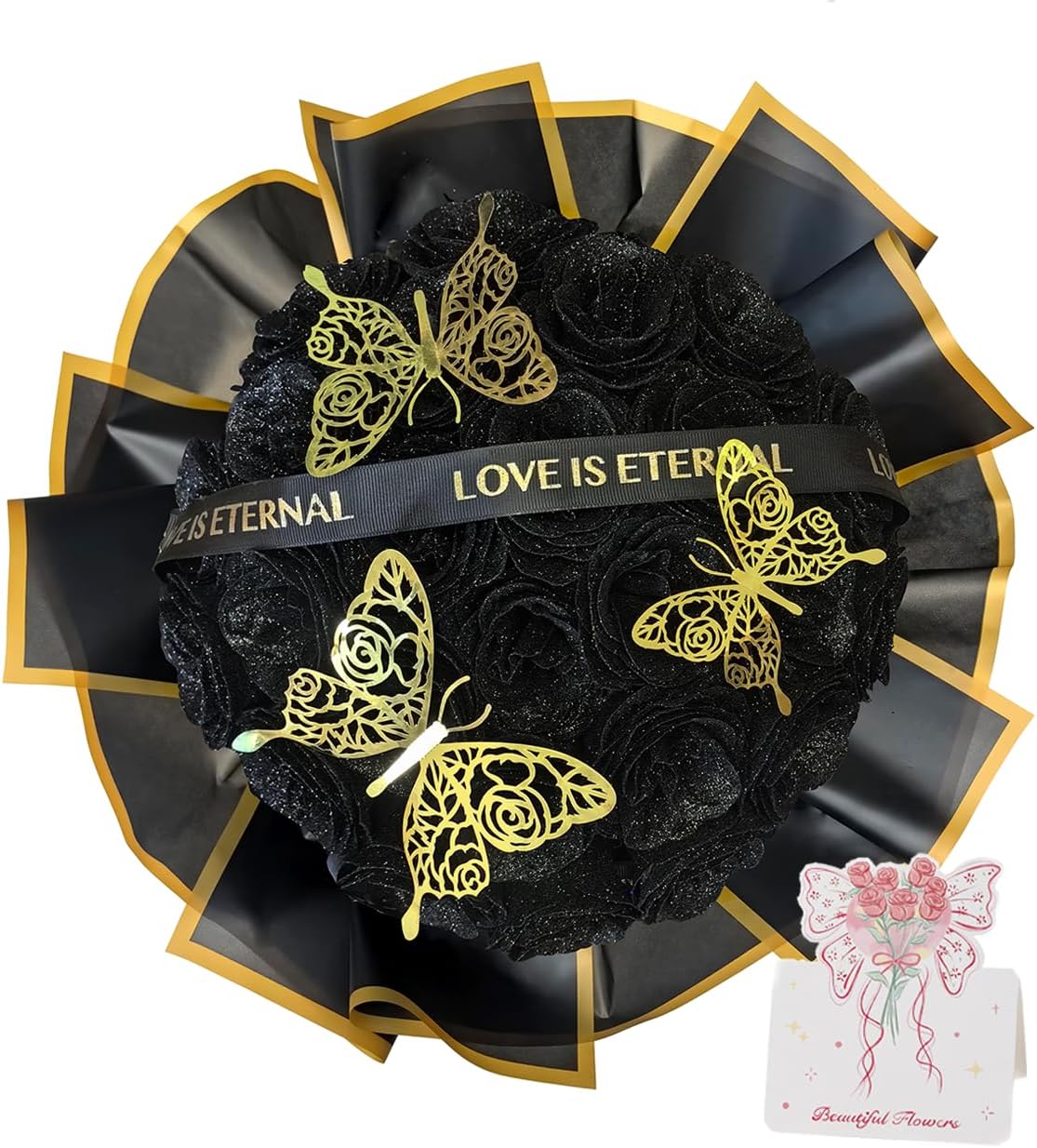Diy Black Glitter Rose Bouquet Kit Halloween Gothic