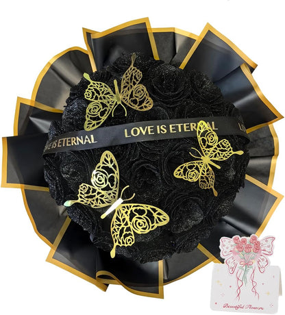 Diy Black Glitter Rose Bouquet Kit Halloween Gothic
