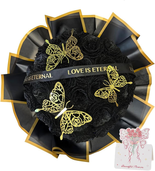 Diy Black Glitter Rose Bouquet Kit Halloween Gothic