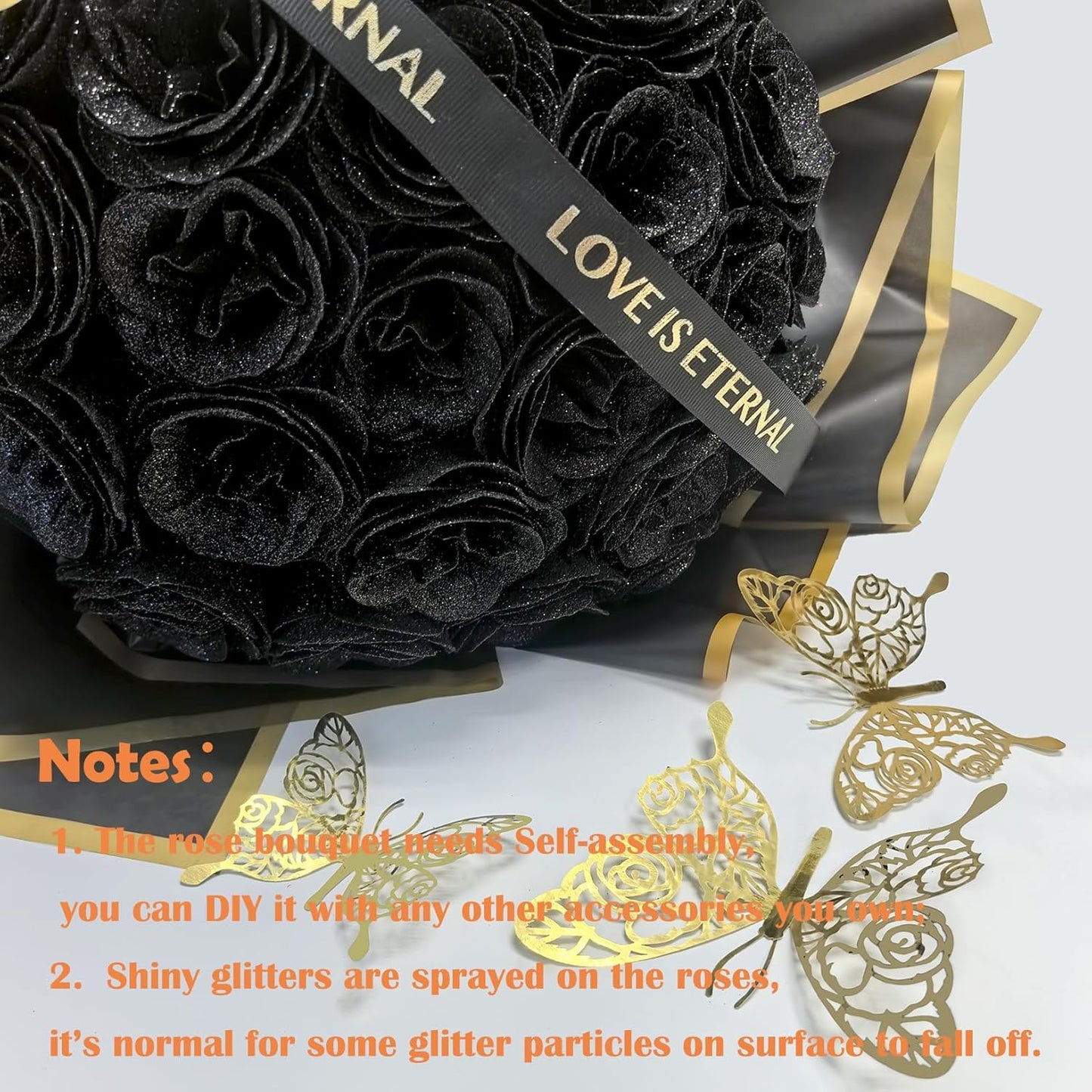 Diy Black Glitter Rose Bouquet Kit Halloween Gothic