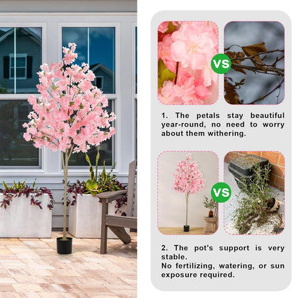 6 ft Artificial Cherry Blossom Tree Pink Silk