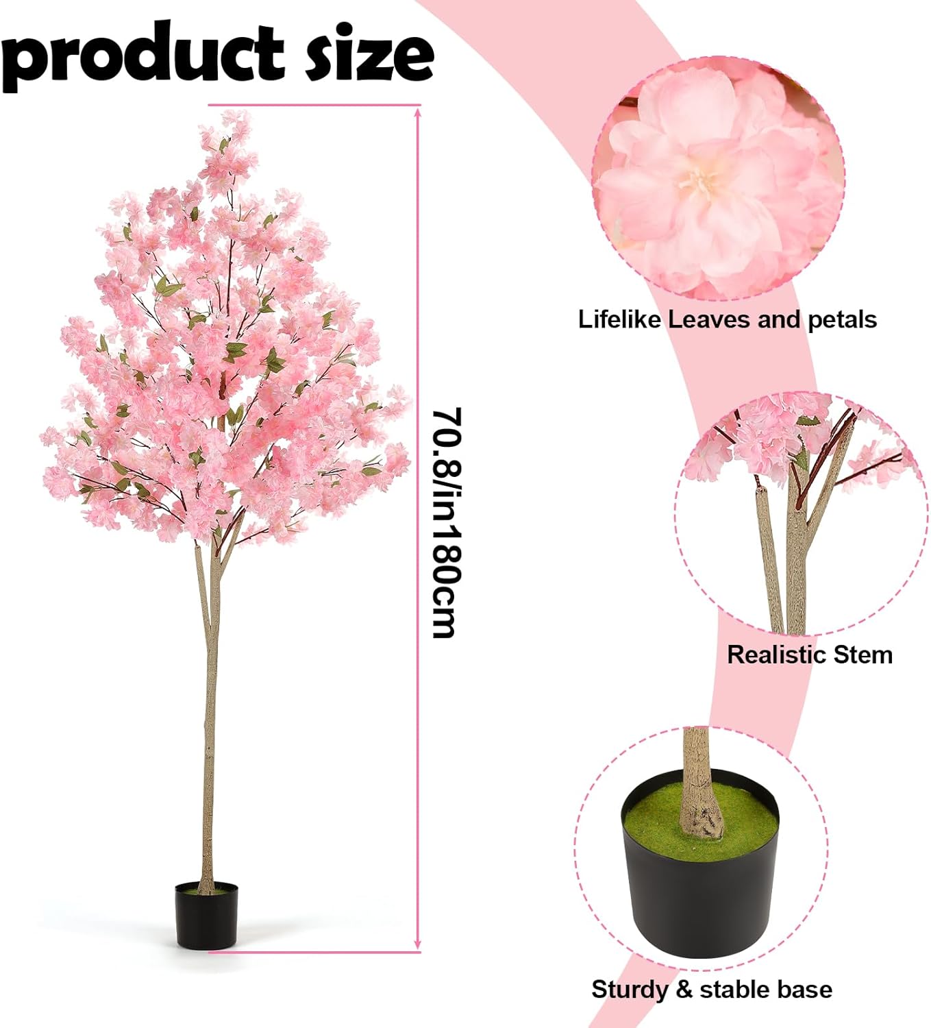 6 ft Artificial Cherry Blossom Tree Pink Silk