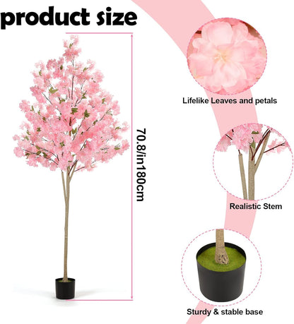 6 ft Artificial Cherry Blossom Tree Pink Silk