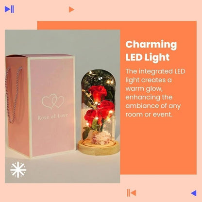 Led Artificial Rose Bouquet Glass Box Eternal Flower