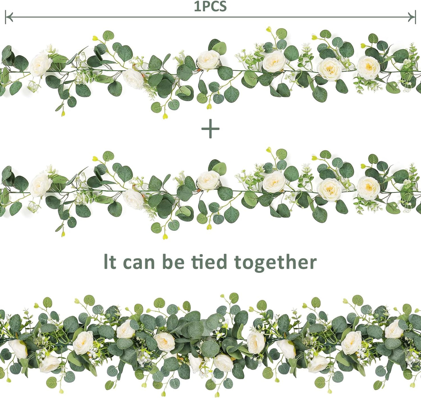 2 pack 13 ft Artificial Eucalyptus Garland Outdoor