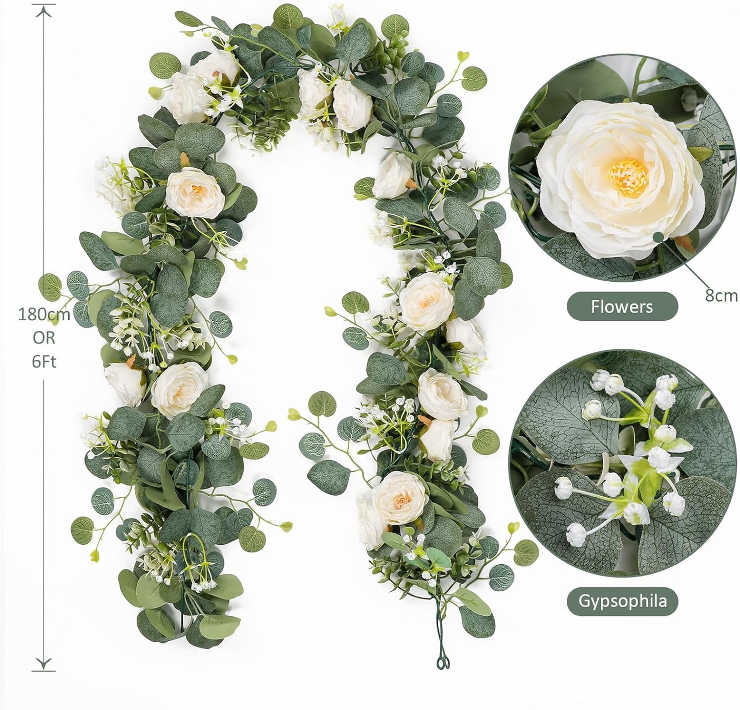 2 pack 13 ft Artificial Eucalyptus Garland Outdoor