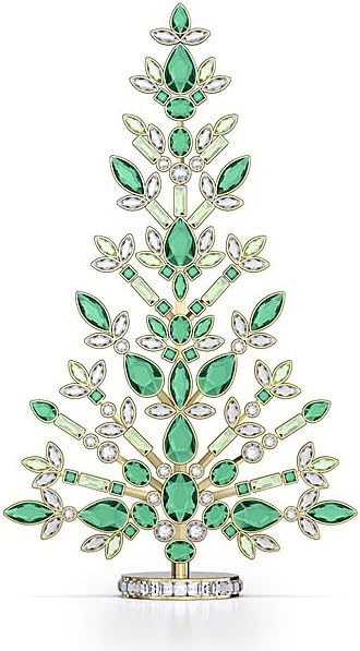 Green Holiday Tree Ornament Crystals Gold Christmas Decor