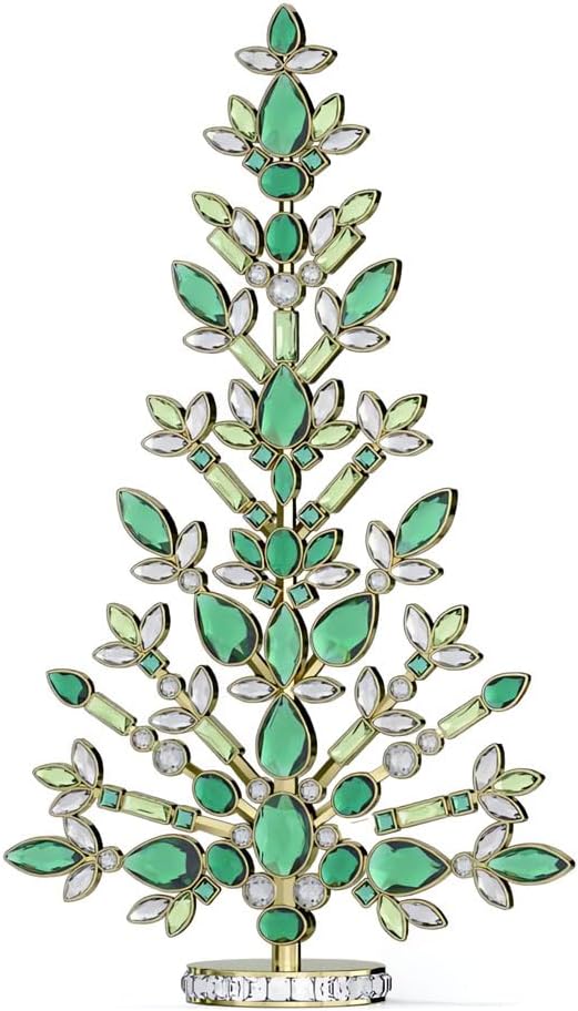 Green Holiday Tree Ornament Crystals Gold Christmas Decor
