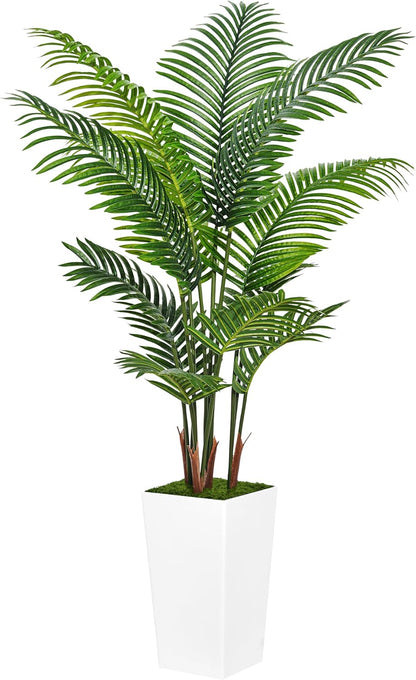5 ft Artificial Palm Tree White Planter Trees