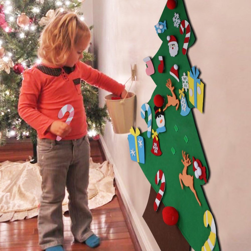 3 ft Diy Felt Christmas Tree Set Glitter