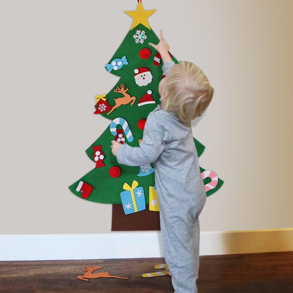 3 ft Diy Felt Christmas Tree Set Glitter