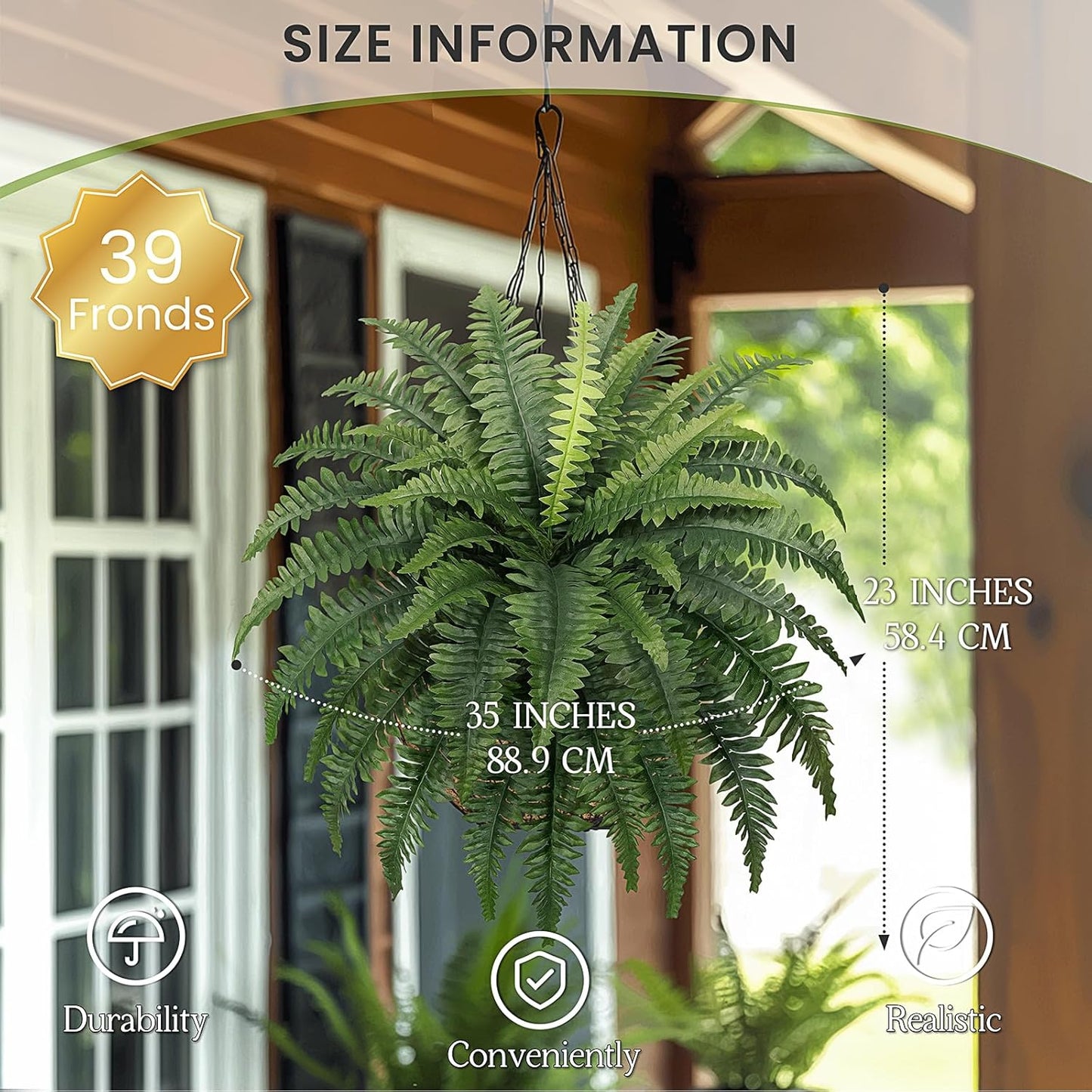 UV Resistant Artificial Boston Fern Dried Indoor Plants