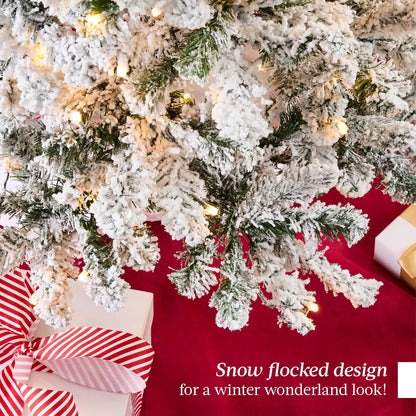 6 ft Prelit Flocked Pencil Christmas Tree Warm