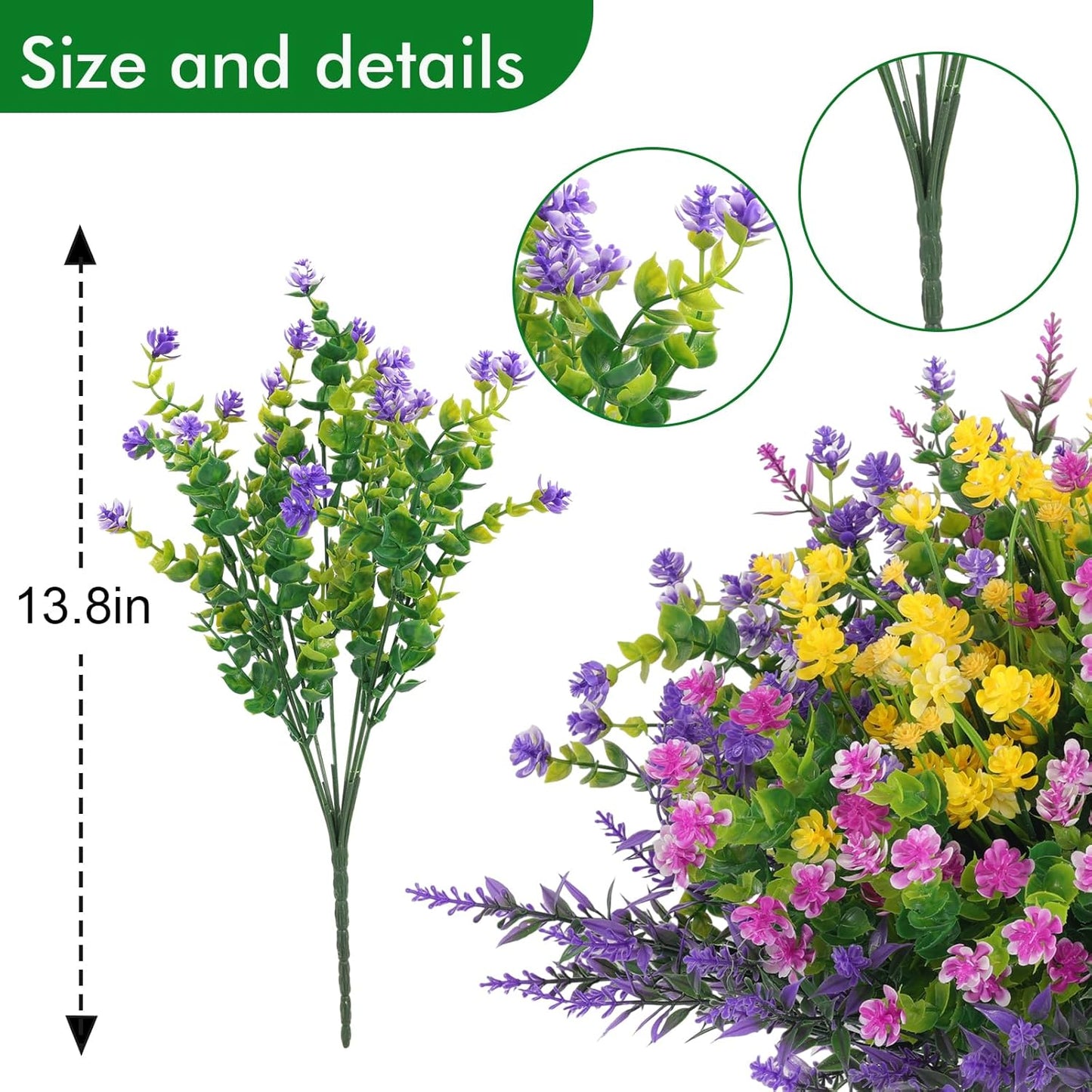 24 pcs Artificial Outdoor Flowers Resistant Daisy UV