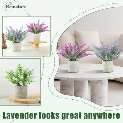 3 pack Artificial Lavender Plants Biodegradable Pots Home