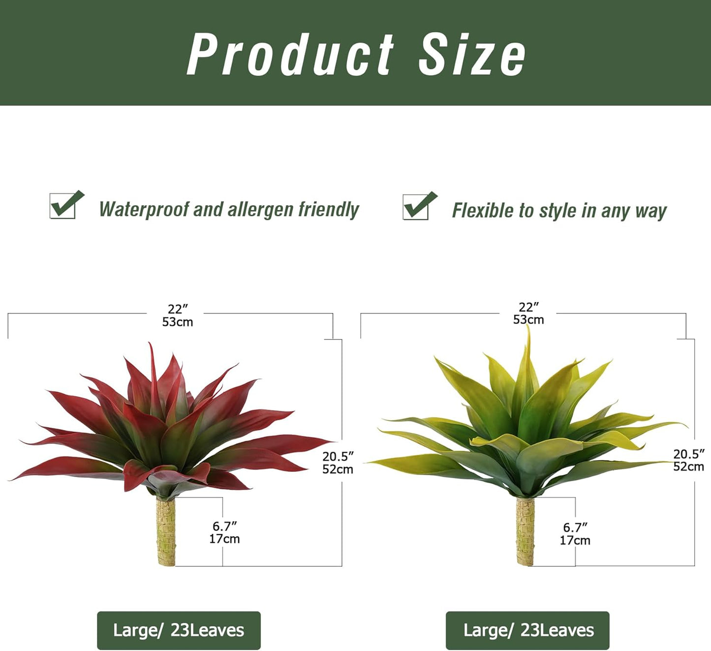 Artificial Agave Plants Large Resistant Planters UV Home
