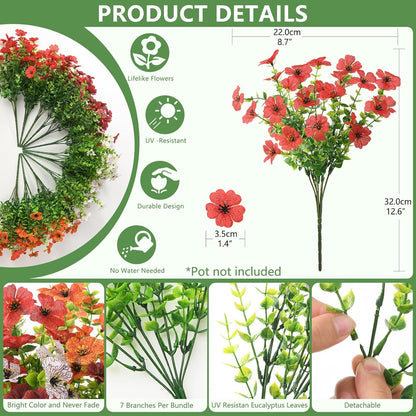 12 Bundles Multicolor Rose Grass UV Resistant Porch