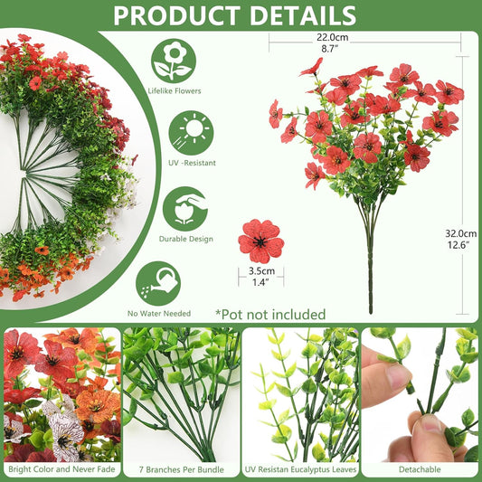 12 Bundles Multicolor Rose Grass UV Resistant Porch