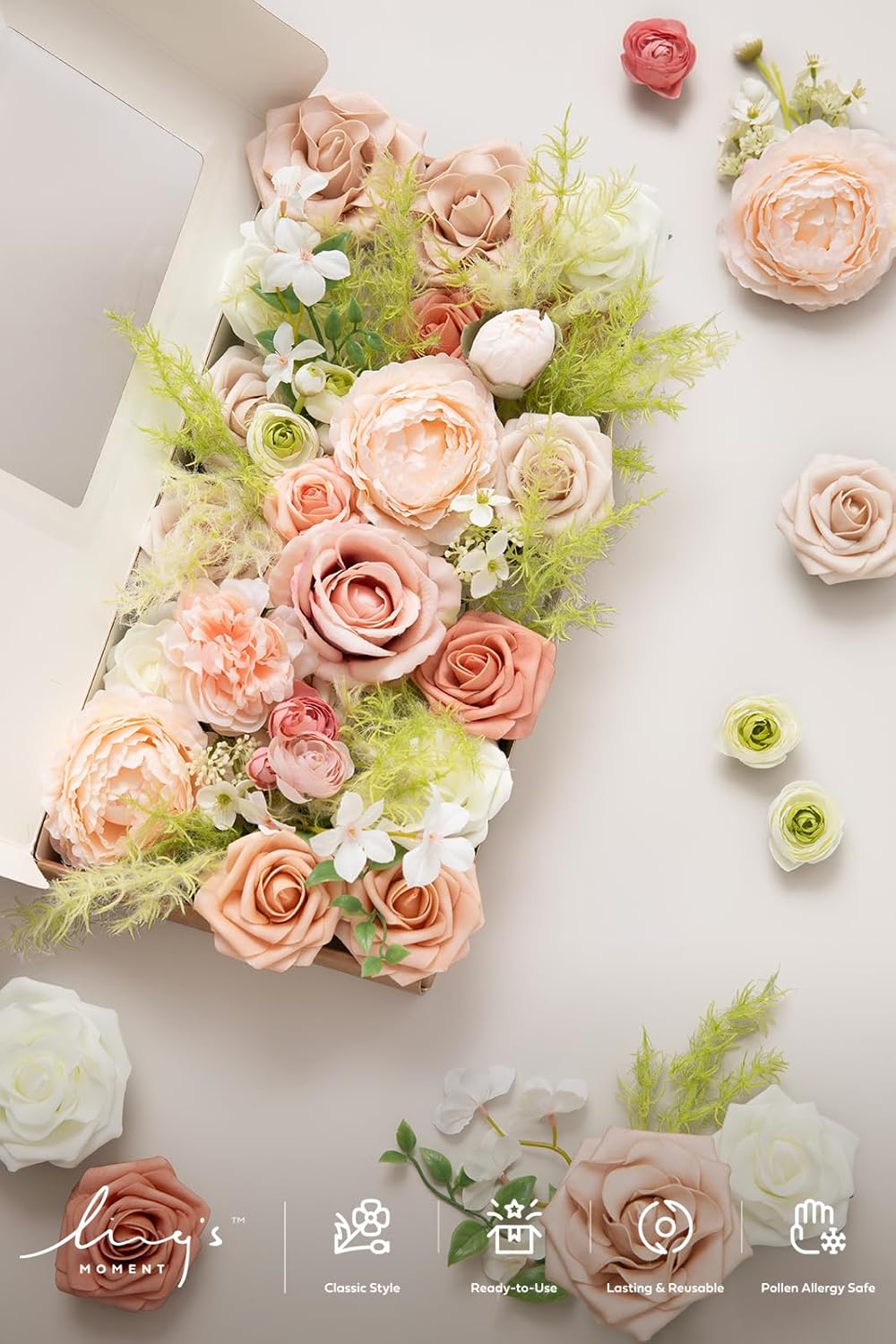 Ling Moment Flowers Box Artificial Greenery Stems Foam