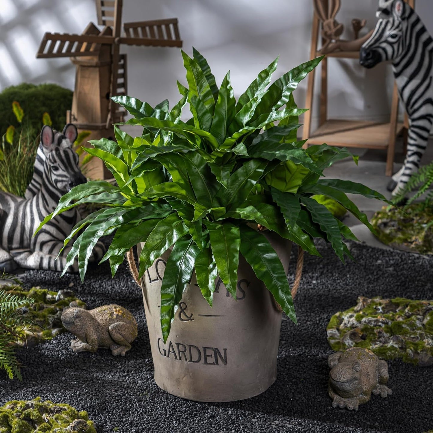 4 pcs Artificial Bird Nest Fern Stems Greenery